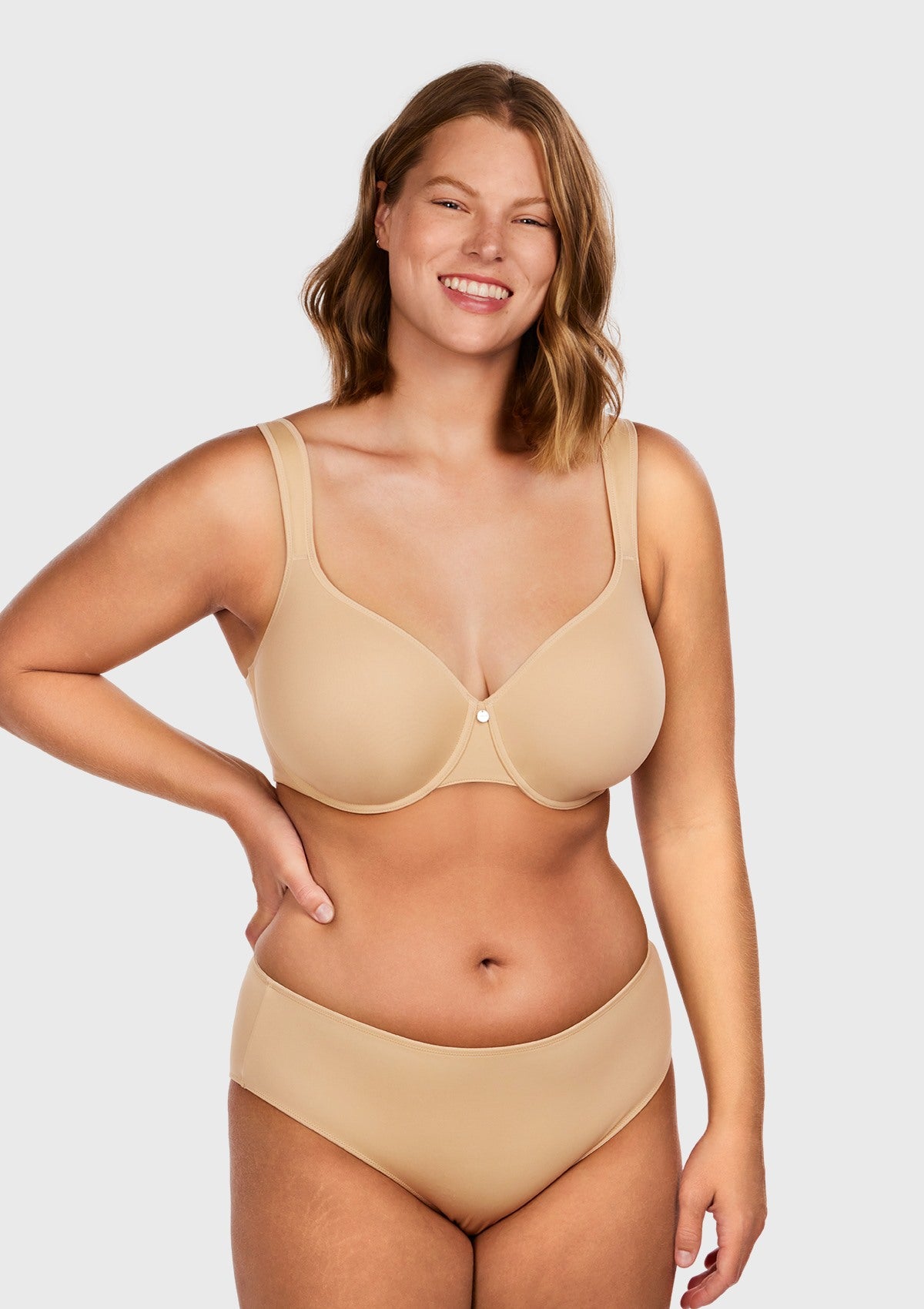 Patricia T-shirt Beige Lightly Padded Underwire Minimizer Bra - HSIA