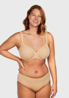 Patricia T-shirt Beige Lightly Padded Underwire Minimizer Bra - HSIA