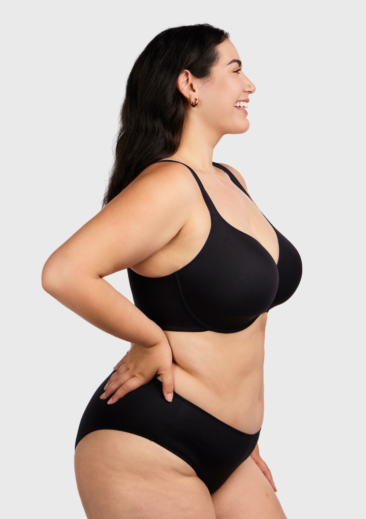 Patricia T-shirt Black Lightly Padded Underwire Minimizer Bra - HSIA