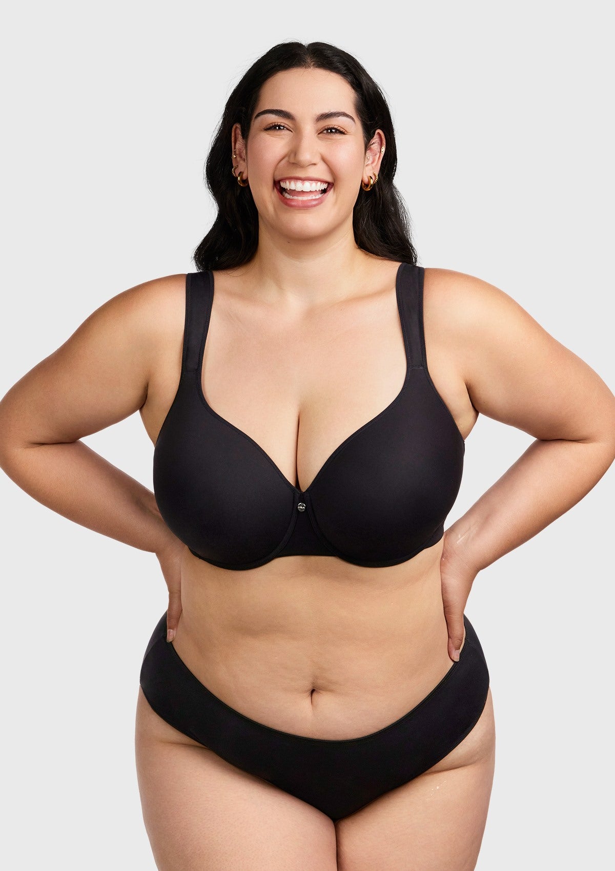 Patricia T-shirt Black Lightly Padded Underwire Minimizer Bra - HSIA