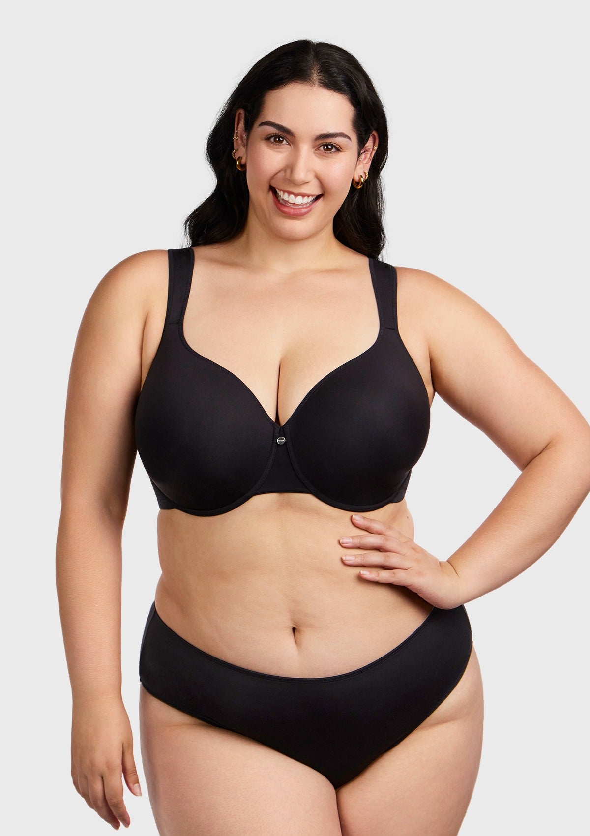 Patricia T-shirt Black Lightly Padded Underwire Minimizer Bra - HSIA