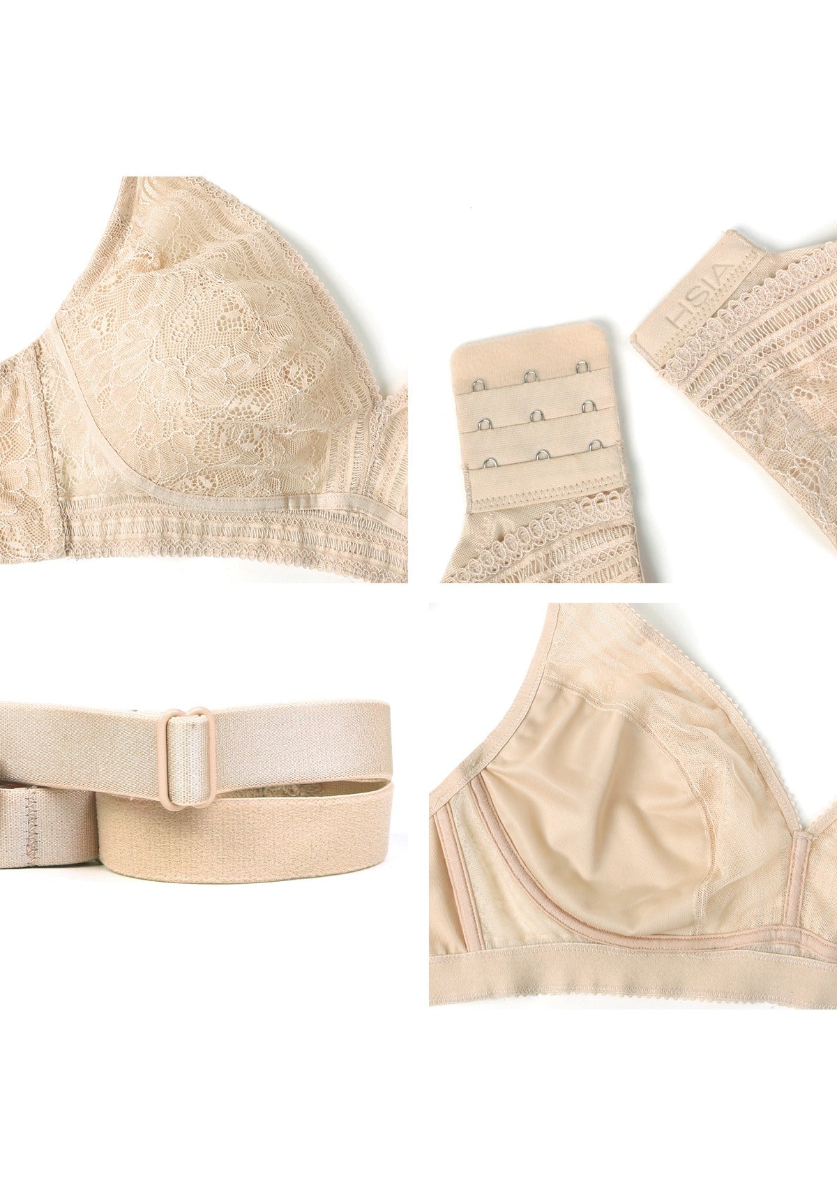 Peony Deep V Lace Wireless Unlined Bralette - HSIA