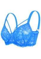 Pretty In Petals Azure Sky & Rosy Lavender Strappy Lace Unlined Bra - HSIA