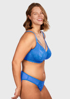 Pretty In Petals Azure Sky & Rosy Lavender Strappy Lace Unlined Bra - HSIA