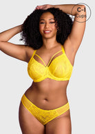 Pretty In Petals Bright Yellow Unlined Strappy Lace Bra - HSIA