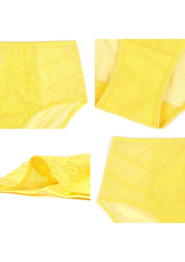 Pretty In Petals Bright Yellow Lace Bikini Underwear - HSIA