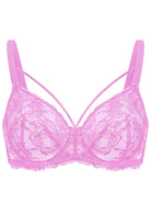 Pretty In Petals Azure Sky & Rosy Lavender Strappy Lace Unlined Bra - HSIA