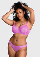 Pretty In Petals Azure Sky & Rosy Lavender Strappy Lace Unlined Bra - HSIA