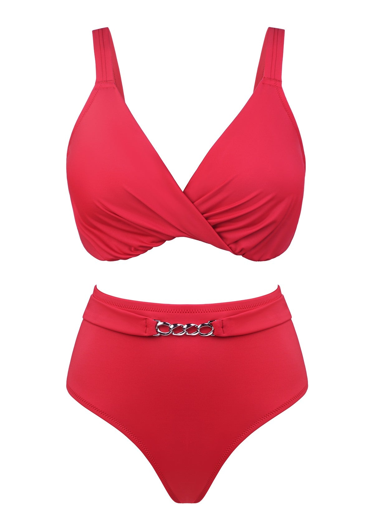 Ruched Crisscross Front Underwire Swim Bikini Set - HSIA
