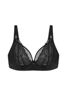 Serenata Flora Linear Lace Sheer Mesh Full Coverage Unlined Underwire Bra - HSIA