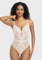 Blossom Mist Plus Size Lace Bodysuit Sexy Unlined Underwire Top Lingerie One Piece Snap Crotch Teddy - HSIA