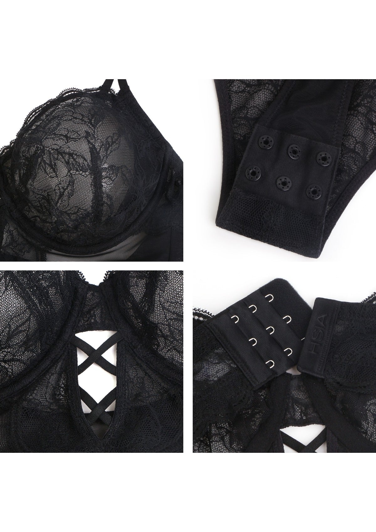 Blossom Mist Plus Size Lace Bodysuit Sexy Unlined Underwire Top Lingerie One Piece Snap Crotch Teddy - HSIA