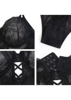 Blossom Mist Plus Size Lace Bodysuit Sexy Unlined Underwire Top Lingerie One Piece Snap Crotch Teddy - HSIA