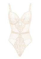 Blossom Mist Plus Size Lace Bodysuit Sexy Unlined Underwire Top Lingerie One Piece Snap Crotch Teddy - HSIA