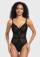 Blossom Mist Plus Size Lace Bodysuit Sexy Unlined Underwire Top Lingerie One Piece Snap Crotch Teddy - HSIA