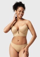 Songful Seamless Deep V Plunge Multiway Convertible Backless Push Up T-shirt Bra - HSIA