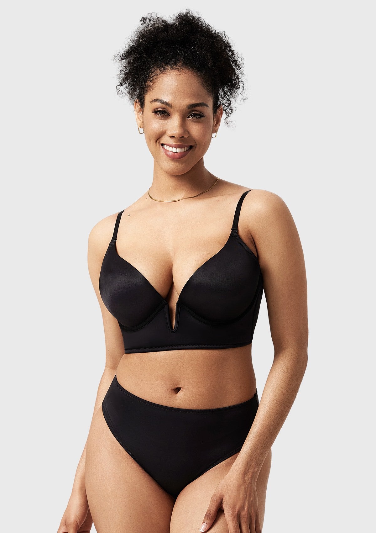 Songful Seamless Deep V Plunge Multiway Convertible Backless Push Up T-shirt Bra - HSIA