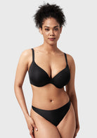 Songful Seamless Support Plunge Push-Up Lightly Padded T-Shirt Full Coverage Underwire Bra - HSIA