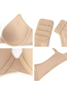 Songful Seamless Support Plunge Push-Up Lightly Padded T-Shirt Full Coverage Underwire Bra - HSIA