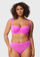 Starry Night Lightly Lined Lightly Padded Plus Size Pink Balconette Bra - HSIA