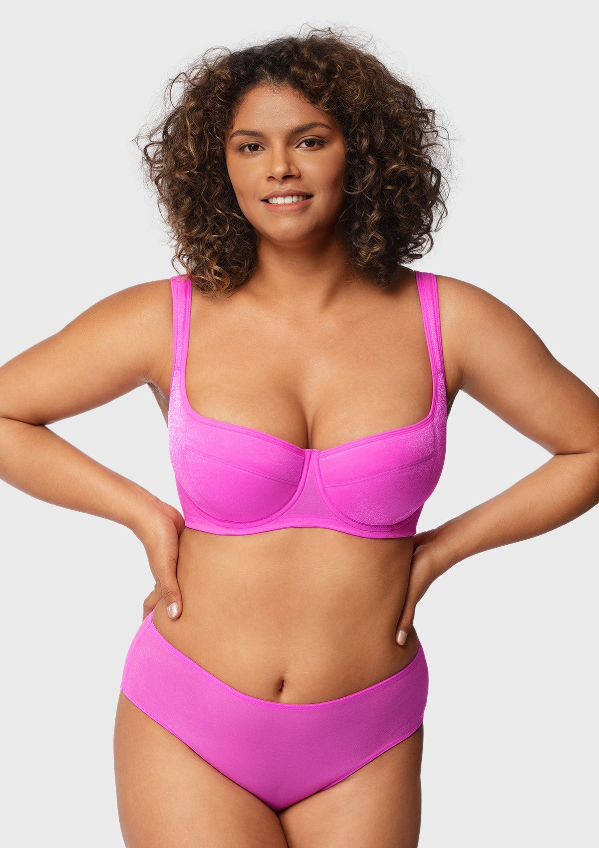 Starry Night Lightly Lined Lightly Padded Plus Size Pink Balconette Bra - HSIA