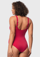 V-Neck Chain Trim One-Piece Swimwear - HSIA