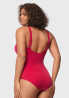 V-Neck Shirred One-Piece Swimwear - HSIA