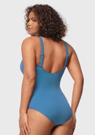 V-Neck Shirred One-Piece Swimwear - HSIA