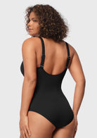 V-Neck Shirred One-Piece Swimwear - HSIA