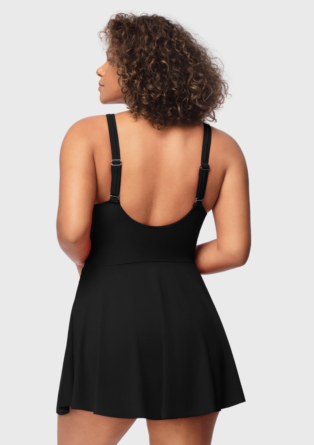 V-neck Shirred One-piece Swimdress - HSIA