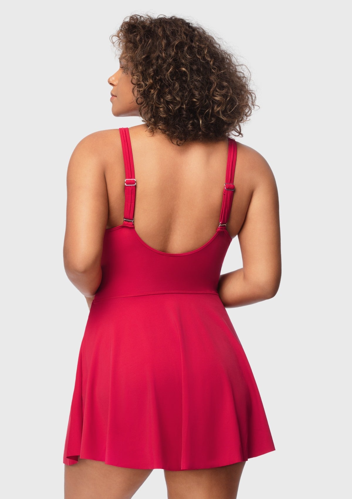 V-neck Shirred One-piece Swimdress - HSIA