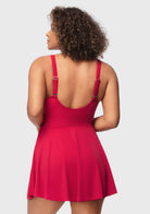 V-neck Shirred One-piece Swimdress - HSIA