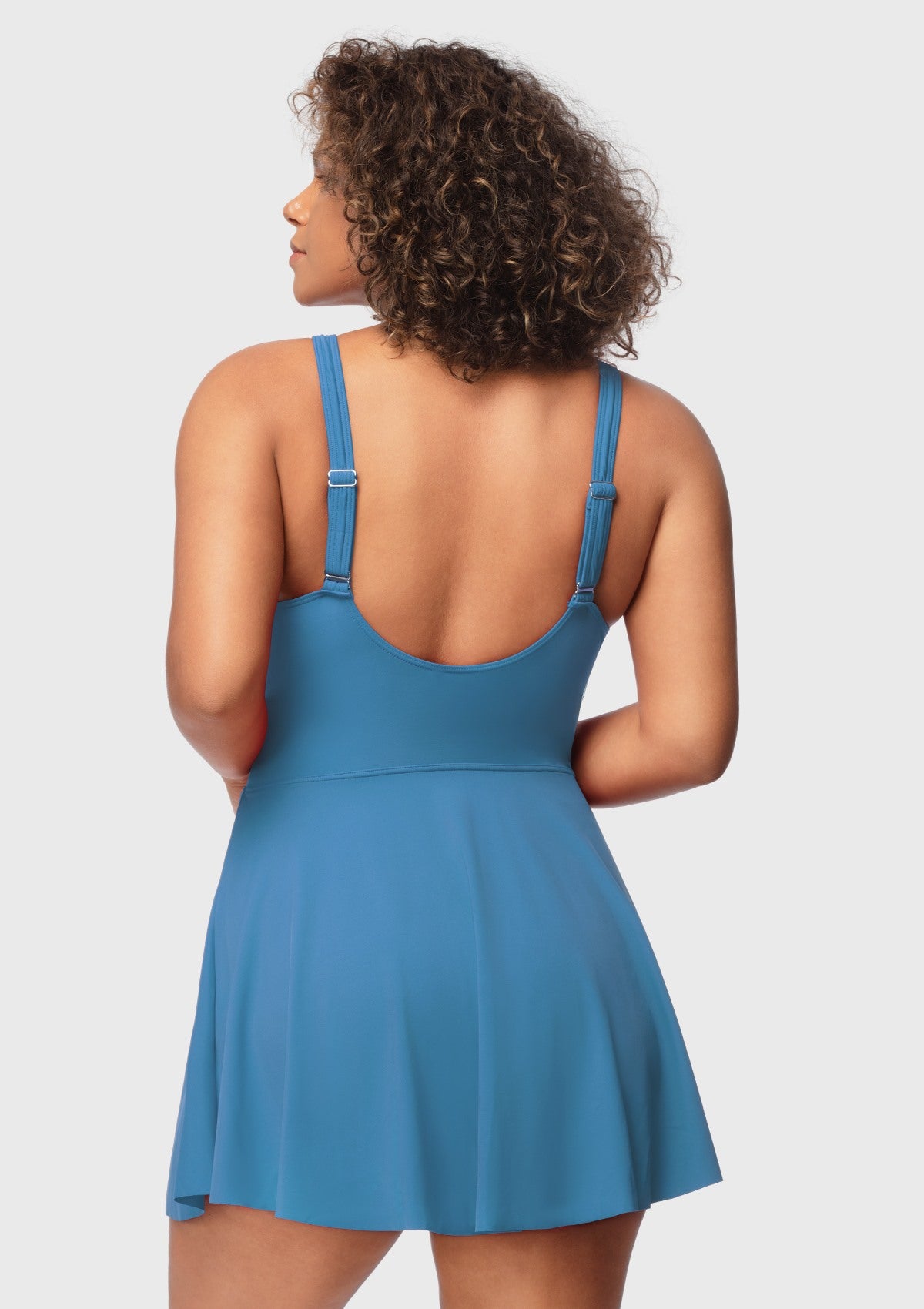 V-neck Shirred One-piece Swimdress - HSIA