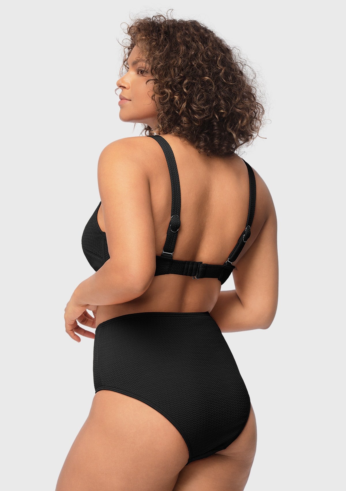 V-wire Plunge Textured Two-piece Bikini Set - HSIA