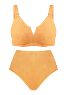 V-wire Plunge Textured Two-piece Bikini Set - HSIA