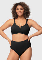 V-wire Plunge Textured Two-piece Bikini Set - HSIA