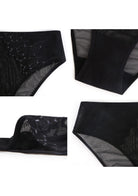 Winter Sonata Embroidered High-Rise Sheer Mesh Lace Bikini Undewear - HSIA