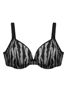 Zebra Wild Black Unlined Underwire Mesh Bra Set - HSIA