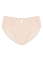 3D product image of Almond Beige Bella smooth mesh bikini underwear, showing the breathable sheer fabric.