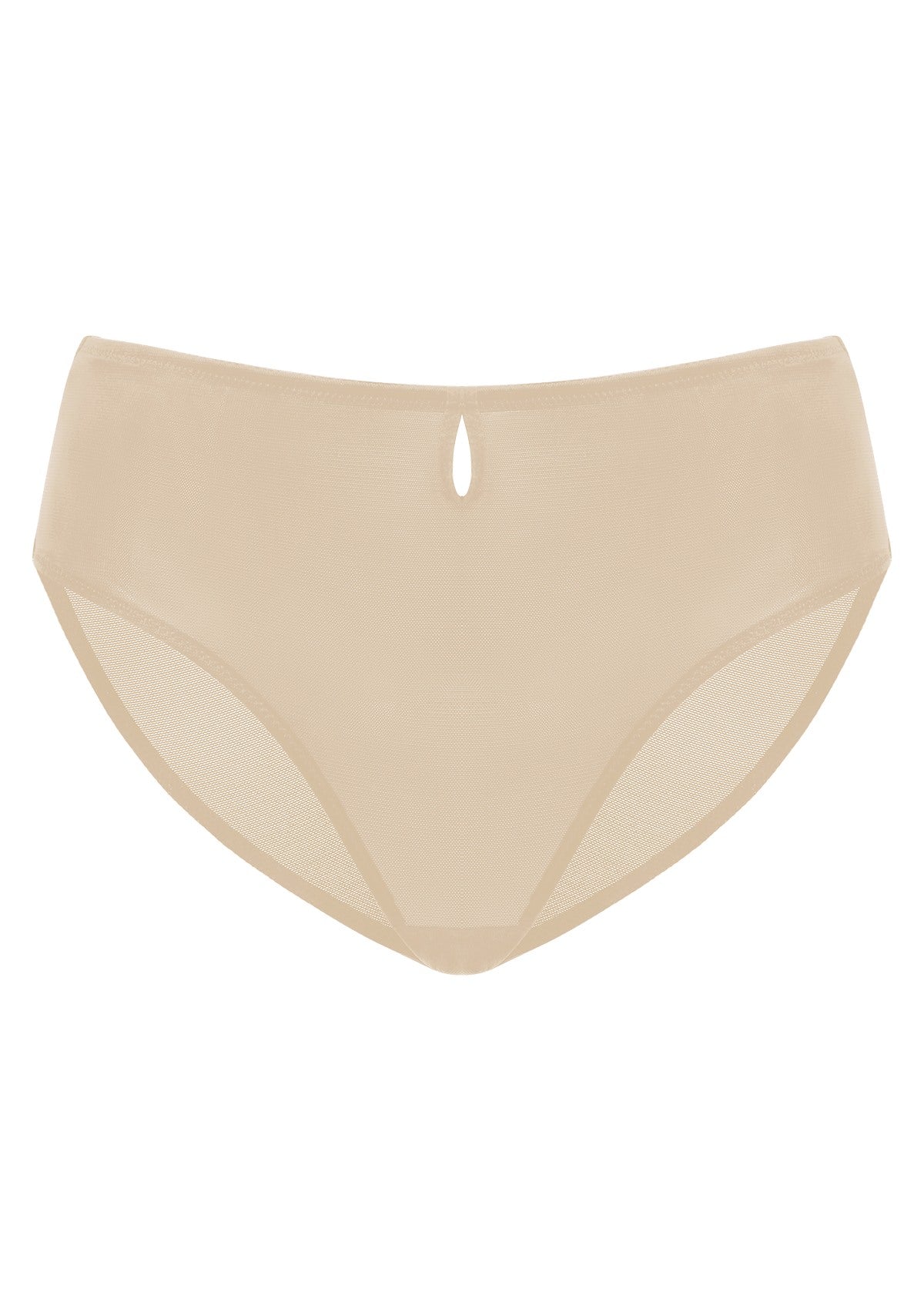 3D view of Natural Nude Bella smooth mesh bikini, perfect for matching with unlined balconette bras.