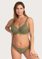 HSIA Dark Green All-Over Floral Lace Bra - HSIA
