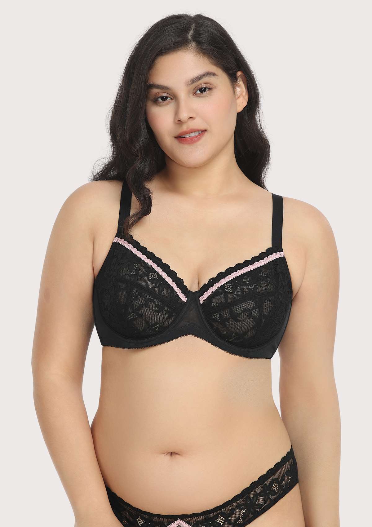 Jessamine Contrast Color Lace Underwire Bra Bundle - HSIA