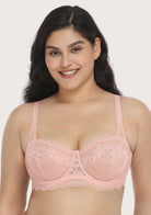 HSIA Floral Lace Unlined Bridal Pink Balconette Bra Set - HSIA