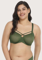 Billie Cross Front Strap Smooth Sheer Mesh Underwire Bra - HSIA