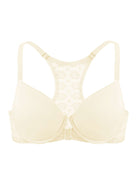 Serena Front-Close Champagne Lace-Back Racerback Underwire Bra Set - HSIA