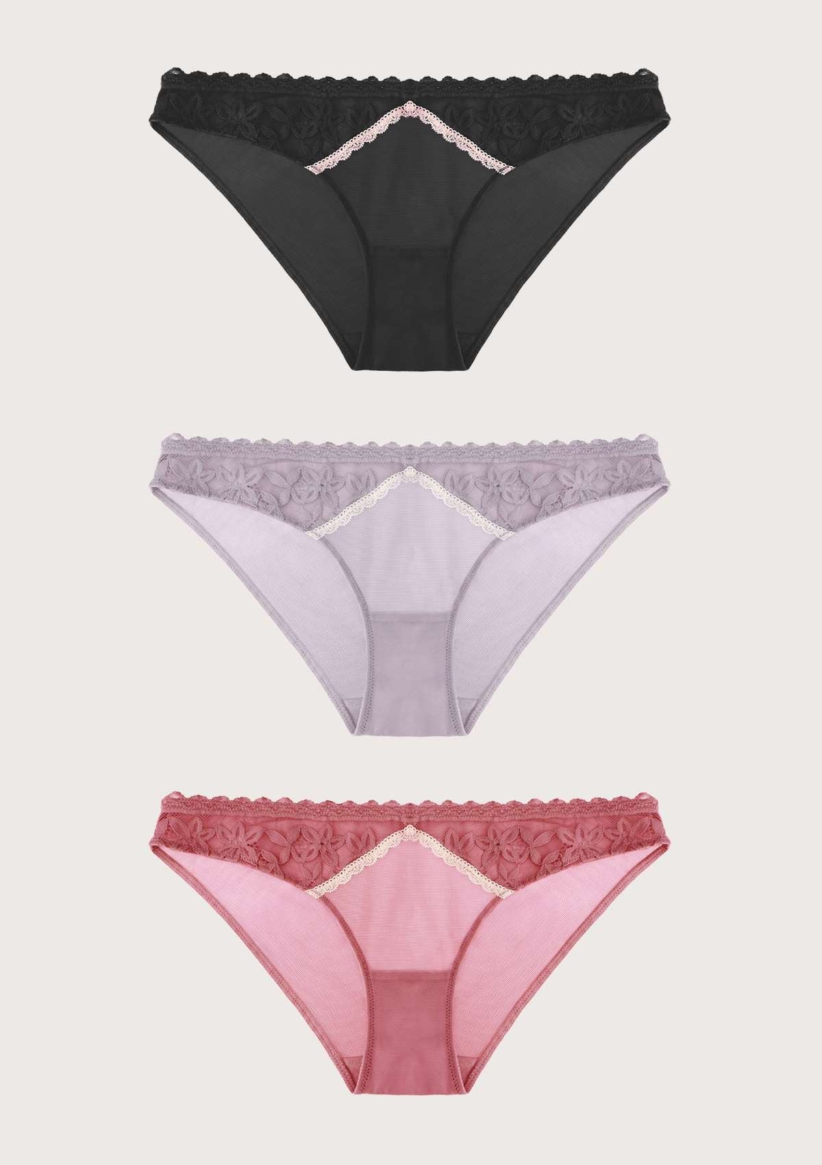 HSIA Contrast Color Bikini Panties 3 Pack - HSIA