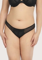 Nymphaea Front Floral Black Lace Bikini Underwear - HSIA