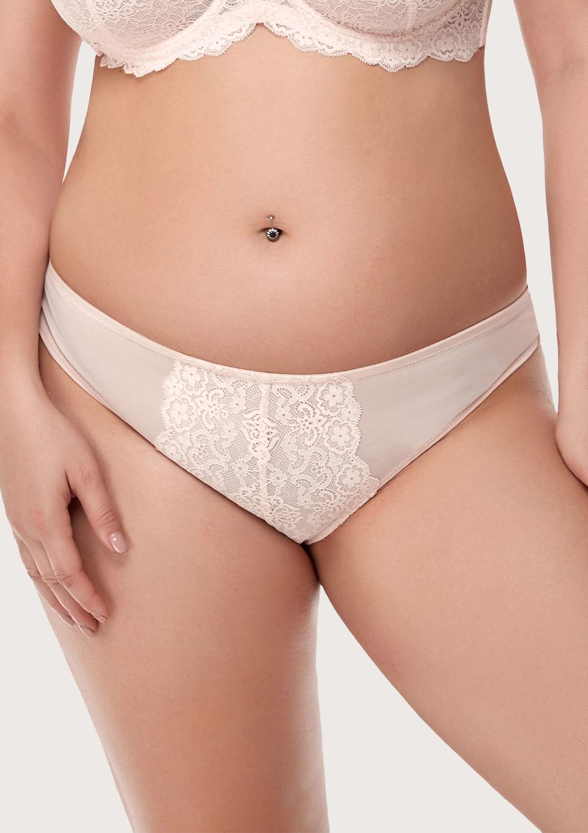Nymphaea Front Floral Dusty Peach Lace Bikini Underwear - HSIA