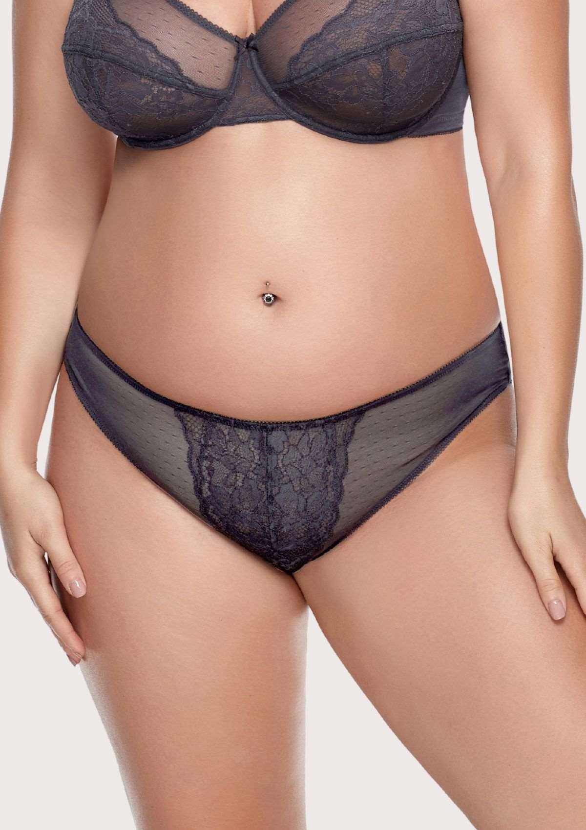 Enchante Lace Dark Gray Bikini Underwear - HSIA