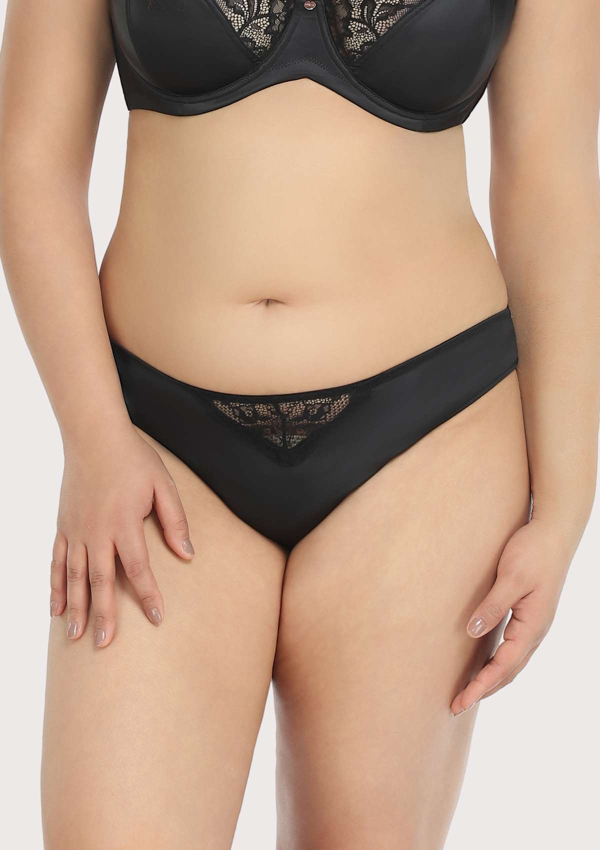 Foxy Black Satin Floral Lace Bikini Underwear - HSIA